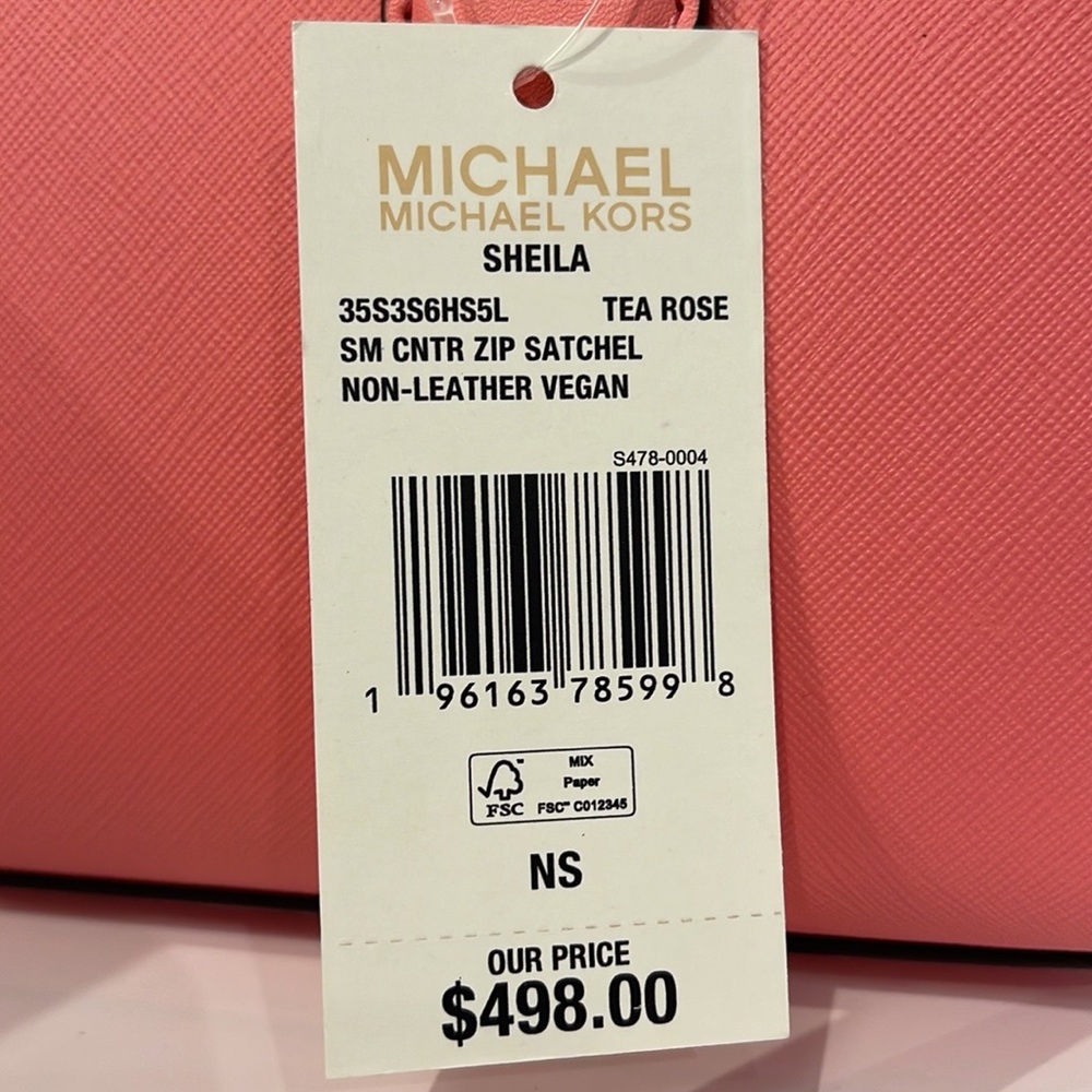 MICHAEL KORS
Sheila Small Faux Saffiano Leather Satchel
Tea Rose 
NWT - Picture 6 of 16